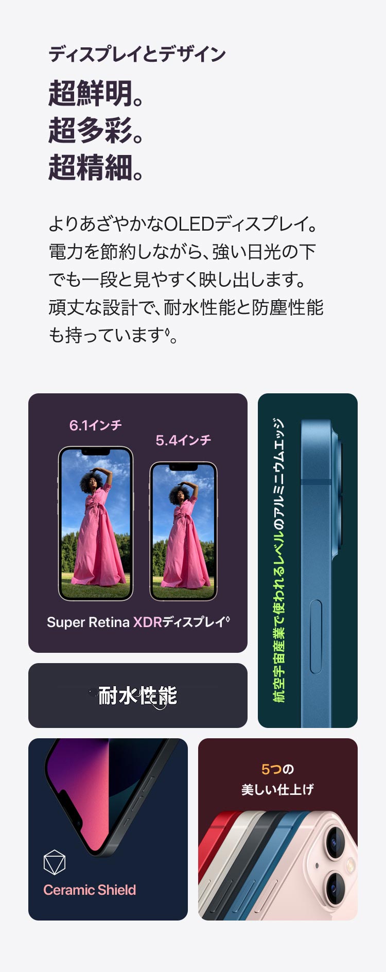ディスプレイとデザイン  超鮮明。 超多彩。 超精細。