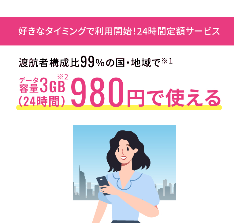 好きなタイミングで利用開始！24時間定額サービス